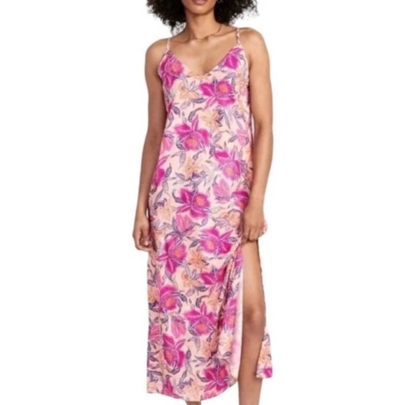 Old Navy Dresses & Skirts - Old Navy Maxi Pink Dress Womens Medium Spaghetti Strap Colorful Summer NWT